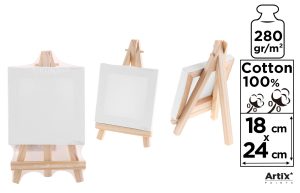LIENZO MINI CON CABALLETE  280 g/m²  18 x 24 cm