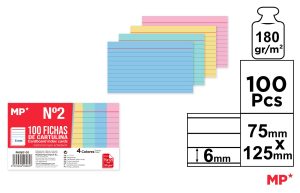 FICHAS CARTULINA RAYADAS 75 x 25 mm 100 UNIDADES