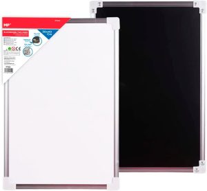 Pizarra Doble Cara, Pizarra Blanca Magnética de Rotulador y Pizara Negra de Tiza, Marco de Aluminio - 30x40 cm