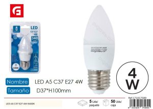 Bombilla LED C37 E27 4W 6500K