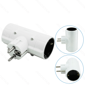 Adaptador alemán de 2 vías, 16 a, blanco