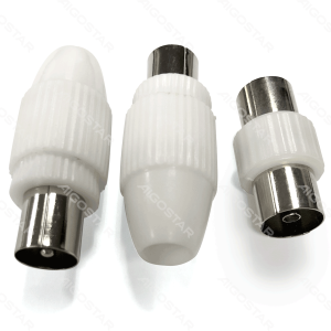 Conector antena TV (2PCS) + toma TV uno a uno blanco