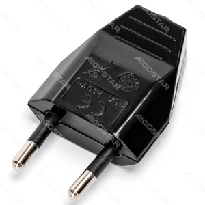 Enchufe alemán macho para cablear, 10 A, negro
