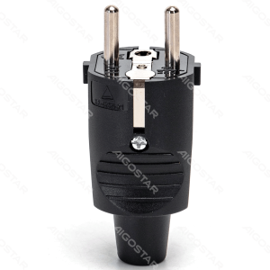 Enchufe alemán macho para cablear, 16 A, negro