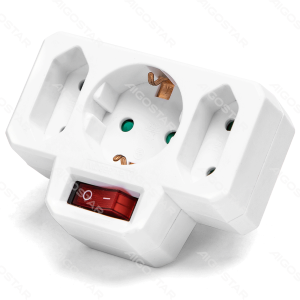 Toma de conversión alemana 1 a 3 con interruptor 