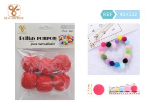 BOLITAS POMPOM 3,5 CM 6 PIEZAS