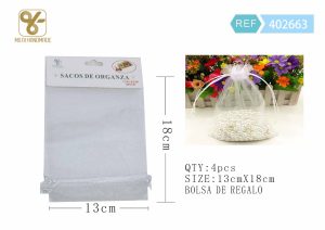 BOLSA DE ORGANZA 13 X 18 CM 4 PIEZAS