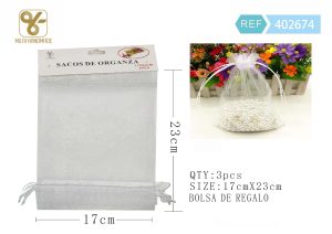BOLSA DE ORGANZA 17 X 23 CM 3 PIEZAS