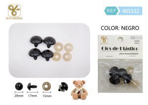 OJOS DE PLASTICO PARA MANUALIDADES 20 MM 4 PIEZAS