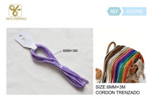 CORDON TRENZADO PARA MANUALIDADES 6 MM X 3 M