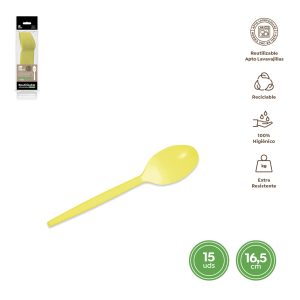 CUCHARAS GRANDES 16,5 CM 15 UNIDADES AMARILLO