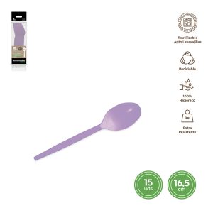 CUCHARAS GRANDES 16,5 CM 15 UNIDADES VIOLETA