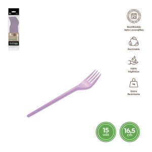 TENEDORES GRANDES 16,5 CM 15 UNIDADES VIOLETA