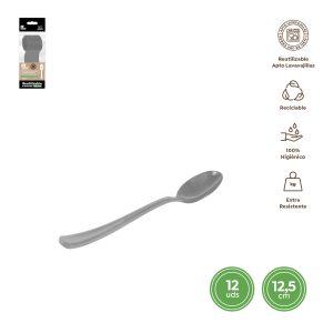 CUCHARITAS POSTRE 12,5 CM 12 UNIDADES NEGRO