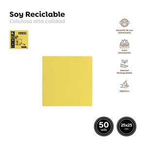SERVILLETAS POSTRE 25 X 25 CM DOBLE CAPA AMARILLO