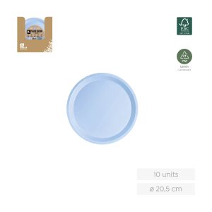 PLATO DE CARTON 20,5 CM 10 UNIDADES AZUL