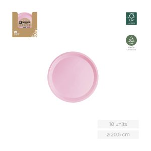 PLATO DE CARTON 20,5 CM 10 UNIDADES ROSA