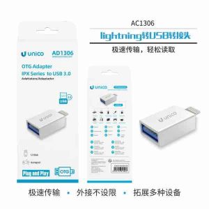 Adaptador Lightning a USB, réplica del modelo original.