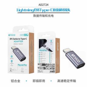 Adaptador metálico Lightning macho a USB tipo C hembra