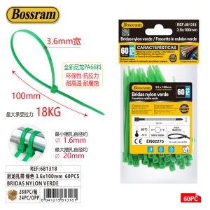 BRIDAS NYLON VERDE 3,6 X 100 MM