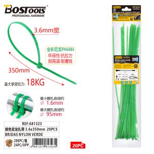BRIDAS NYLON VERDE 3,6 X 350 MM