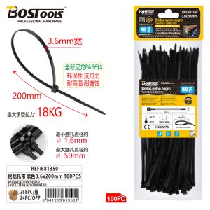 BRIDAS NYLON NEGRO 3,6 X 200 MM