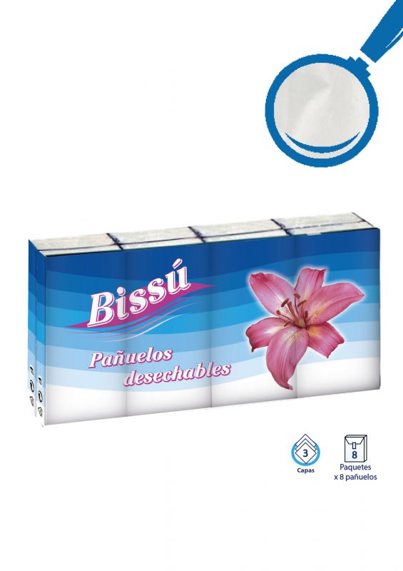 PAÑUELO BOLSILLO BISSU 3C 8 PTES x 8 PAÑUELOS