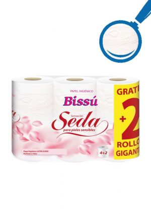 PAPEL HIGIENICO BISSU SEDA 3C 4+2 ROLLOS 22 MTS