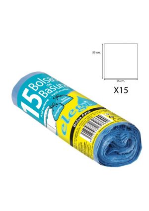 BOLSA BASURA ELEGI 55X55 GG.85 AZUL CIERRA FACIL DEC Y PERF 15UDSx45R