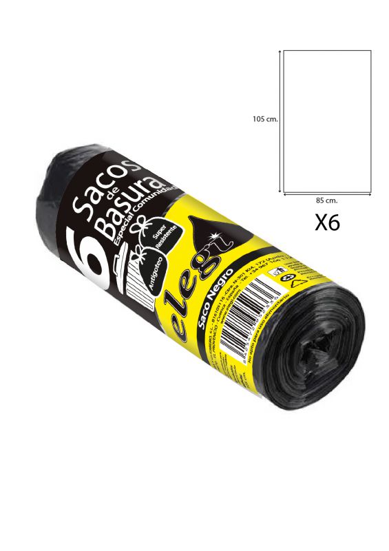 SACO BASURA ELEGI 85X105 GG.100 NEGRA 6UDSx50R