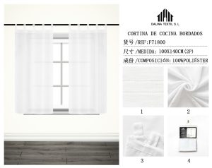 CORTINA DE COCINA BORDADOS 100% POLIESTER 100 X 140 CM