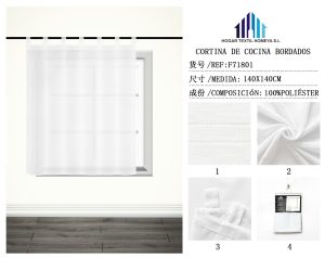 CORTINA DE COCINA BORDADOS 100% POLIESTER 140 X 140 CM