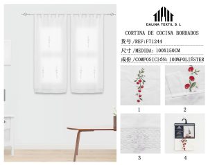 CORTINA DE COCINA BORDADOS 100% POLIESTER 100 X 150 CM