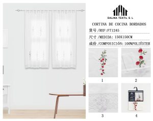 CORTINA DE COCINA BORDADOS 100% POLIESTER 150 X 150 CM