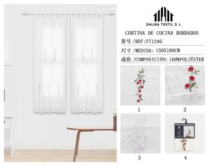 CORTINA DE COCINA BORDADOS 100% POLIESTER 150 X 180 CM