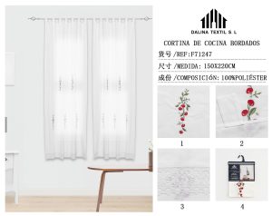 CORTINA DE COCINA BORDADOS 100% POLIESTER 150 X 220 CM