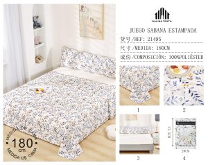 JUEGO SABANA ESTAMPADA 180 CM 100% POLIESTER