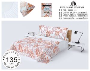 JUEGO SABANA ESTAMPADA 135 CM 100% POLIESTER