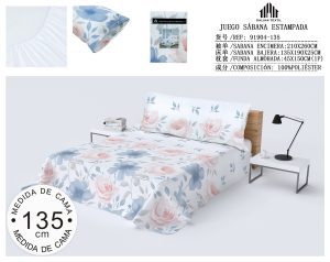 JUEGO SABANA ESTAMPADA 135 CM 100% POLIESTER