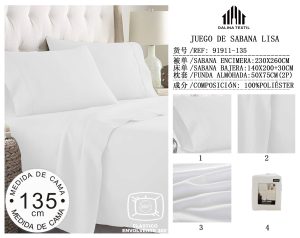 JUEGO DE SABANA LISA MEDIDA DE CAMA 135 CM