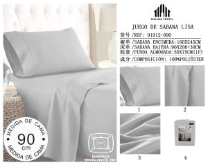 JUEGO DE SABANA LISA MEDIDA DE CAMA 90 CM