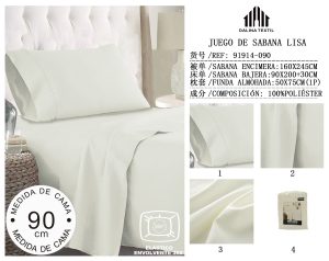 JUEGO DE SABANA LISA MEDIDA DE CAMA 90 CM
