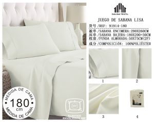 JUEGO DE SABANA LISA MEDIDA DE CAMA 180 CM