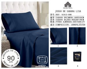 JUEGO DE SABANA LISA MEDIDA DE CAMA 90 CM