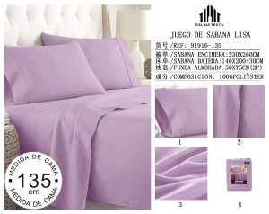 JUEGO DE SABANA LISA MEDIDA DE CAMA 135 CM