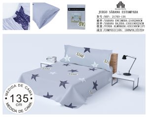 JUEGO SABANA ESTAMPADA 135 CM 100% POLIESTER