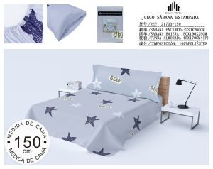 JUEGO SABANA ESTAMPADA 150 CM 100% POLIESTER