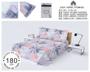 JUEGO SABANA ESTAMPADA 180CM 102% POLIESTER