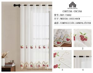 CORTINA DE COCINA BORDADOS 100% POLIESTER 105 X 140 CM