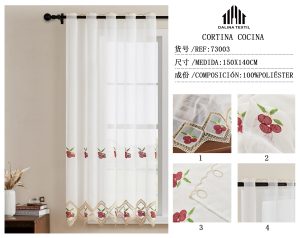 CORTINA DE COCINA BORDADOS 100% POLIESTER 150 X 140 CM